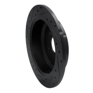 Hyundai Veracruz Brake Rotor (1) - Rear Right - R1 Concepts - Drilled & Slotted - Black - `07-`12